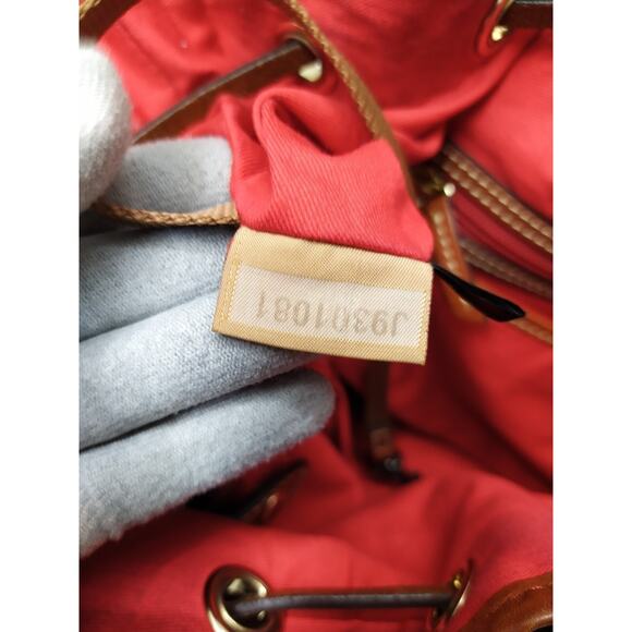 Dooney & Bourke Burgundy Suede Leather Drawstring Bucket Shoulder Bag - Picture 12 of 16